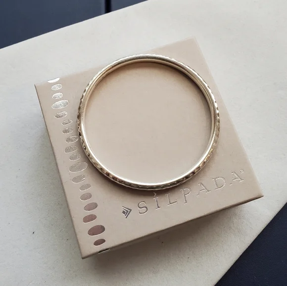 Silpada Bangle Bracelet 925 Hammered Solid Sterling Silver - Picture 12 of 16